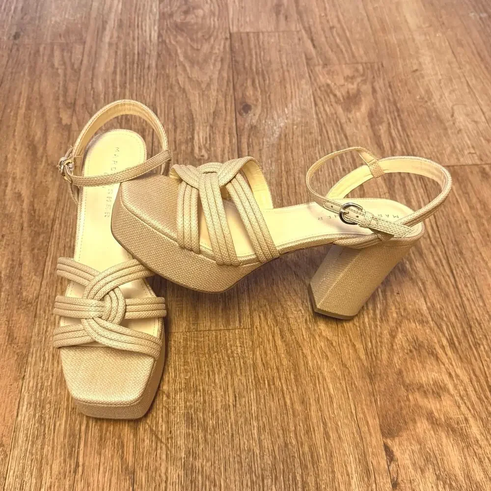 Marc Fisher LTD Cairo Platform Sandal in Medium Natural Size 9